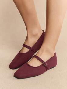 Rosivie Giày lười đế mềm dệt mới thu 2025, kiểu Anh cổ điển, mũi vuông màu mơ, thoải mái, đa năng cho nữ - Màu Đỏ Sâu - Xem 5