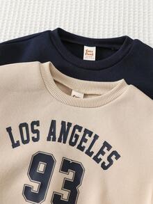 Cozy Pixies 4件套男婴卡通幽灵图案针织柔软圆领长袖卫衣和松紧腰束脚裤套装 - 棕色 - 查看 5