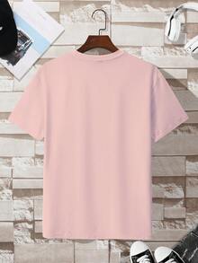 Manfinity Dauomo 男士街头风格圆领短袖基本款休闲T恤 - 淺粉色 - 查看 2