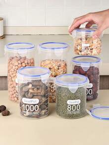 Airtight Grain Storage Container Plastic Food Canister With Locking Lid, Clear Dry Goods Organizer For Flour, Rice & Cereal | Kitchen Pantry Essentials - Clear - View 2
