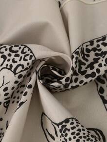 Women's Elegant V-Neck Tie Leopard Print Loose Blouse For Daily Wear - Multicolor - View 6