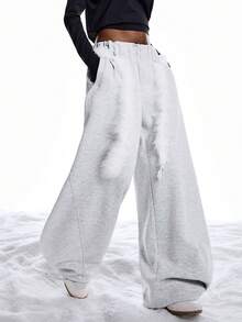 LYSMO Pantalones de chándal con cintura curva para mujer, para otoño/invierno - Gris Claro - Ver 3