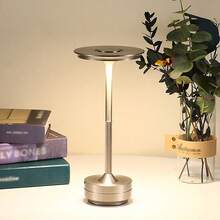 现代可调光触摸灯，3种色温，拉丝金属饰面，便携式无线铝制夜灯，可调节照明，可充电锂离子电池，适用于家居、办公室、酒吧装饰 - 均碼 - 查看 7