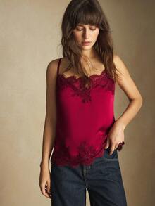 BizChic 2025 Nuova Blusa Asimmetrica in Raso con Patchwork in Pizzo e Spalline Regolabili, Elegante e Chic per Ufficio, Versatile per Occasioni Formali, Feste, Spiaggia, Matrimoni e Vacanze