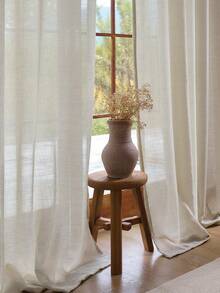 1/2 Rèm cửa sổ Bohemian, Rèm cửa sổ bằng vải lanh mờ đục và trong suốt, Thích hợp cho phòng ngủ, phòng ăn hoặc rèm cửa sổ nhà bếp, Rèm trang trí ngăn cửa sổ hình vòm, Trang trí mùa thu, Trang trí mùa thu, Trang trí phòng - Màu cát - Xem 2