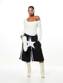 SUMWON WOMEN Fluffy Knit Scoop Neck Long Sleeve Bodysuit Fall Winter Cozy Sweater Top