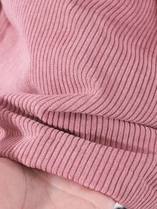 1pc Corduroy Texture Ribbed Oversized Collar Hooded Cinched Waist Jacket, Suitable For Casual Wear, Autumn/Winter Fall - Dusty Pink - View 8
