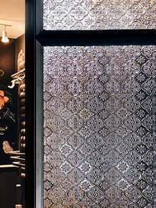 1 Roll Vintage Geometric Pattern Glass Film, Privacy Window Film, Glass Window Sticker, Reusable Non-Adhesive Glass Decoration For Home And Office