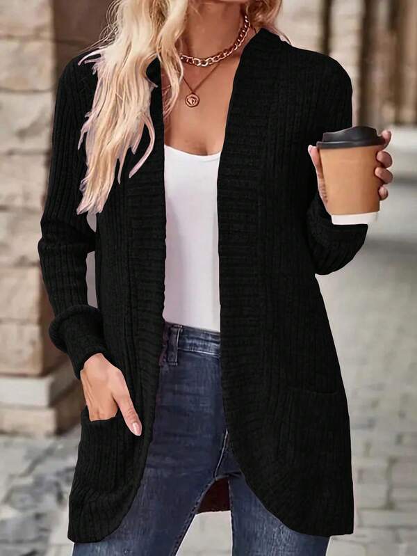 EMERY ROSE Women's Solid Color Minimalist Casual Long Sleeve Regular Jacket