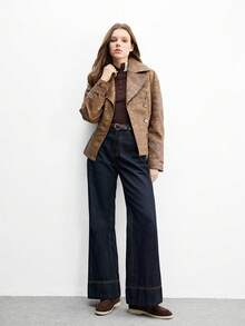 CUCCOO BIZCHIC 女士时尚咖啡色绒面革蝴蝶结设计舒适休闲乐福鞋，适合通勤、户外、旅行、购物、工作、日常穿着 - 咖啡棕 - 查看 10