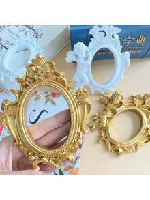 1 khung ảnh mini kiểu Châu Âu cổ điển màu vàng INS, phụ kiện trang trí móng tay, vòng cổ, trang sức, phông nền chụp ảnh, không có keo dán mặt sau. - Nhiều màu - Xem 5