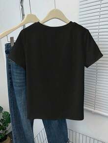 INAWLY 上帝是善良的刺绣简约基督教信仰舒适彩色衬衫，信仰衬衫，信仰T恤，教会团体衬衫，女士刺绣圆领T恤 - 黑色 - 查看 2