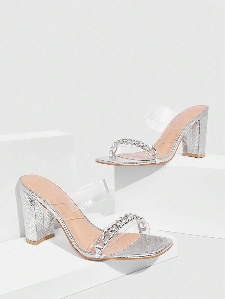 CUCCOO SZL Transparent Strap Thick Heel Women's High Heel Sandals