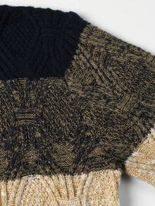 Manfinity Homme Suéter informal de hombre de talla grande con bloques de color y parches, otoño/invierno - Multicolor - Ver 5