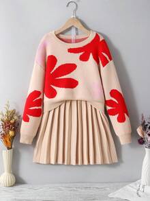 SHEIN 这款甜美百搭的圆领蓝色毛衣搭配碎花百褶裙，适合居家、外出、派对、返校等场合。这款毛衣裙适合春秋季穿着，是法式风格，也是秋冬季的必备单品。 - 彩色 - 查看 7