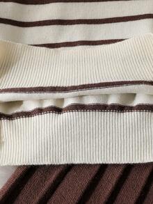 Sparklyn 棕白相间柔软舒适弹力宽松针织毛衣套装，适合居家、度假、新年、圣诞节、万圣节派对、返校季穿着。儿童两件套裙装，青少年百褶裙套装，秋冬女童服装裙装套装。 - 卡其色 - 查看 6