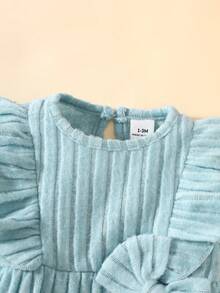 SHEIN Newborn Baby Girl Elegant Bow Decor Long Sleeve Dress, Sweet & Casual Style, Suitable For Spring/Autumn Outings, Vacations, Birthday Parties