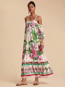 Travachic 女士度假梭织印花露肩连衣裙 - 彩色 - 查看 5