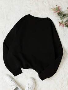 INAWLY Áo sweatshirt nữ họa tiết ông già Noel, thích hợp cho kỳ nghỉ xuân, trang phục nghỉ dưỡng mùa xuân. - màu đen - Xem 2