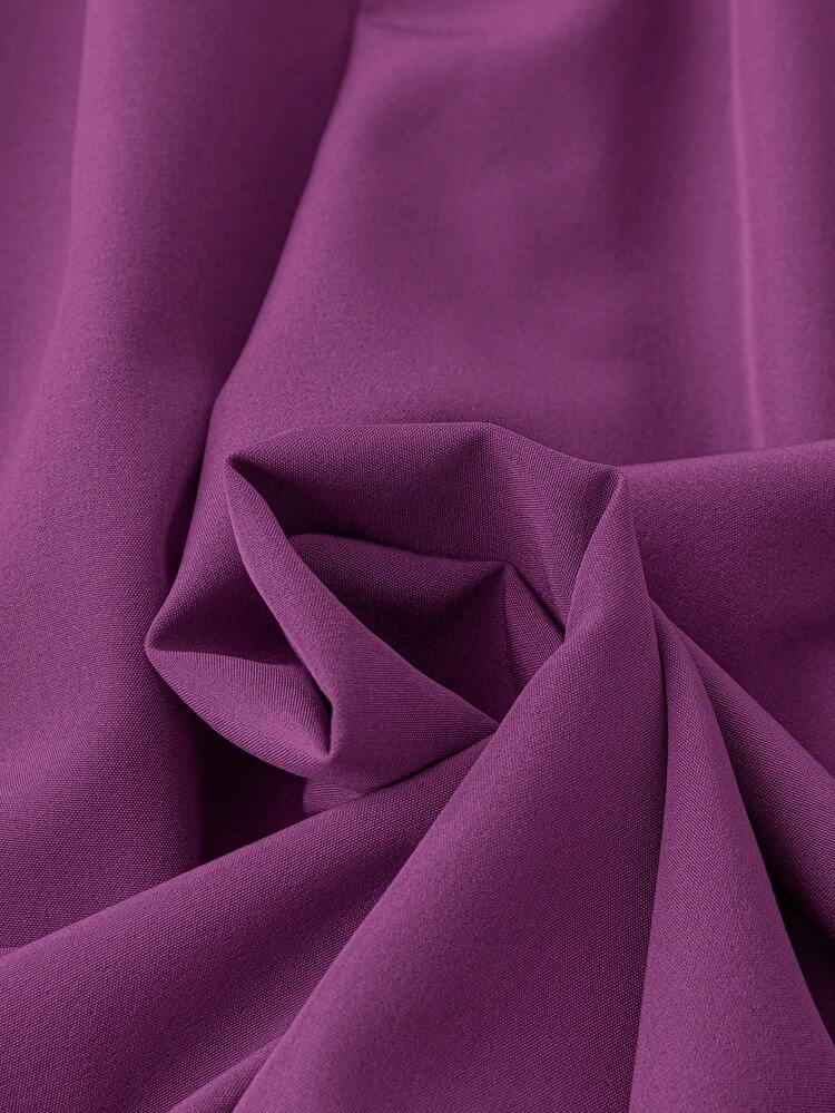 Plus Size Solid Color Long Sleeve Casual Shirt, Autumn - Purple - View 3