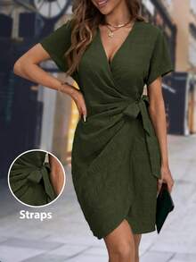 Editum Women's Wrap-Front Knotted Dress