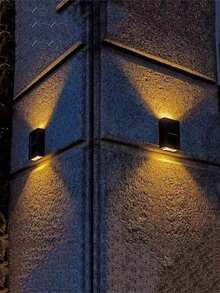 1-6 Peças Luzes de Parede Solares, Luzes Solares LED para Jardim Externo, Luminárias Decorativas de Parede para Jardim, Lâmpadas de Parede de Plástico Impermeáveis de 2 Cabeças para Iluminação Externa, Iluminação de Rua, Decoração de Varanda, Pátio e Gramado de Casa - Multicolorido - Visão 5