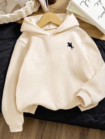 SHEIN Teen Girl Cozy Fall & Winter Styles Soldier & Horse Graphic Print Casual Pullover Sweatshirt, Comfortable Sweatshirts Y2k Cute Sweatshirt