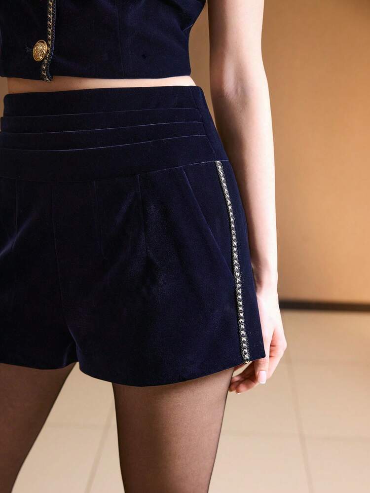 VELVET SHORTS WITH RIBBON TRIM, AUTUMN/WINTER
