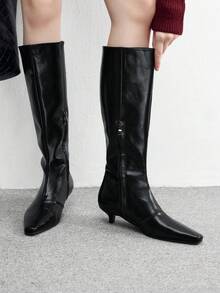 CUCCOO BIZCHIC 女士时尚优雅及膝靴，黑色 - 黑色 - 查看 4