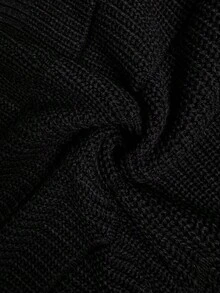 EMERY ROSE Damen Farbblock strukturiertes Rollkragen Lässig bequemes Pulloverkleid, Herbst/Winter - Schwarz - Übersicht 7