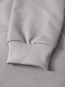 Manfinity Homme 男士撞色拼接连帽长袖卫衣和工装裤套装（2件套） 男士休闲套装 - 淺灰色 - 查看 4