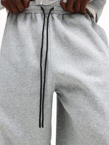 SUMWON Pantalones de chándal rectos con cintura con cordón, ropa de estar por casa informal, pantalones tipo jogger con bolsillos laterales lisos - Gris Claro - Ver 6