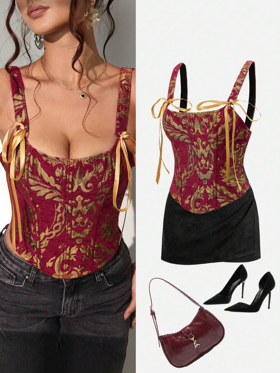 Almamuse Women's Burgundy Sleeveless Top With Bow Back, Elegant & Fitted - Burgundy - View 1