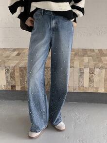 Dazy Kids Teen Girl Rhinestone Decor Pocket Casual Fashion Jeans - Blue - View 6