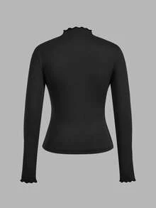 SHEIN EZwear 3件套黑色、卡其色、白色休闲简约修身长袖T恤，秋冬 - 彩色 - 查看 5