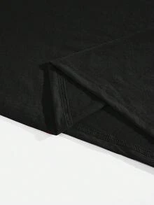 Manfinity Homme Kaos Kasual Pria Ukuran Besar Motif Rusa Natal, Hitam - Hitam - View 4