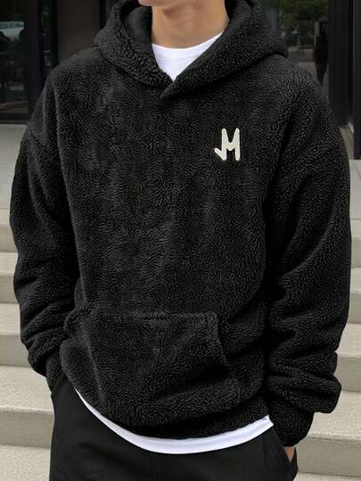 Claim Dot 大码纯色简约休闲连帽长袖羊毛运动衫