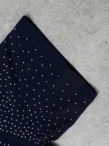 Manfinity Roghcode 1 件男士休闲宽松短袖 T 恤，黑色，水钻装饰，超大宽松廓形，成熟街头风格，适合通勤、日常穿着、返校、度假，是送给男朋友/丈夫的绝佳礼物，情侣装 - 藏蓝色 - 查看 5