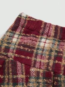 Sweetra 新款时尚甜美假日格子针织褶皱迷你裙，适合秋季、冬季、春秋季、秋冬季 - 彩色 - 查看 6