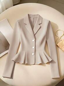 Franclia 2pcs/Set Women's Elegant French Style Navy Blue Waist Cinching Fishtail Hem Dress, New Arrival For Autumn