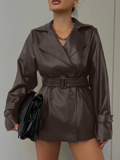 DAZY 女士休闲系带翻领西装外套，常规版型，秋季女式外套