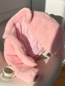 Comfortcana Áo khoác cắt gấu giả lông cừu màu trơn dành cho nữ, Thu/Đông - Hồng - Xem 8