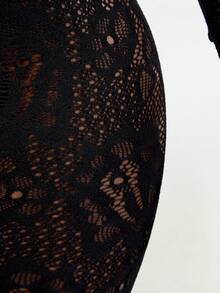 Mistrie 女士性感镂空后背网眼紧身衣，配项链 - 黑色 - 查看 4