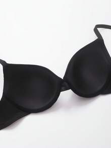 1 Set Women's Underwear With Underwire Bra + Thong Panty, Black - Black - View 9