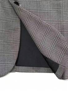 Manfinity Mode Áo khoác vest công sở nam, kết hợp vải kẻ caro xám, thích hợp mặc đi làm hàng ngày, cũng là món quà lý tưởng cho bạn trai và chồng - Xám - Xem 5