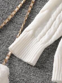 Tween Girl Cable Pattern Long Sleeve Sweater And Knit Pants Casual Set, Autumn/Winter