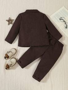 4pcs Back To School Children Boys Gentleman Outfit Set, Including Long Sleeve Shirt With Bowknot, Vest, Long Sleeve Blazer, Pants, Suitable For Birthday, Wedding, Christening And 1st Birthday Party, Children's Competition Performance Wedding Formal Suit - Multicolor - View 2