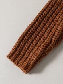 Baby Girls Sweater Set,Vintage Thick Knit Outfit,Caramel Crew Neck Sweater+Beige Ribbed Pants,2 Pcs Autumn,Modest,Family Matching,All Shades Of Brown - Multicolor - View 5
