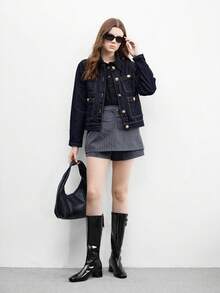 CUCCOO BIZCHIC 女士时尚带扣中筒高跟靴 - 黑色 - 查看 3