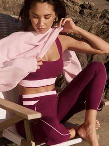 GLOWMODE Everyday Fleece Shine Bright Soft Warm Lightweight Oversized Off-The-Shoulder Pullover Sweatshirt Autumn Winter Outdoors Daily Casual Wear - 淺粉色 - 查看 4